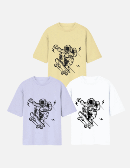 Astronauts Printed Cotton T-Shirt | Unisex Oversized T-Shirt
