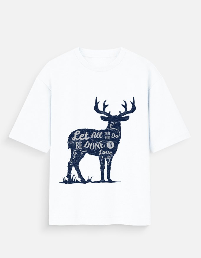 img_56aeb416fc8c46.jpg Deer With Quote T-Shirt | Unisex Oversized T-Shirt - Image 1