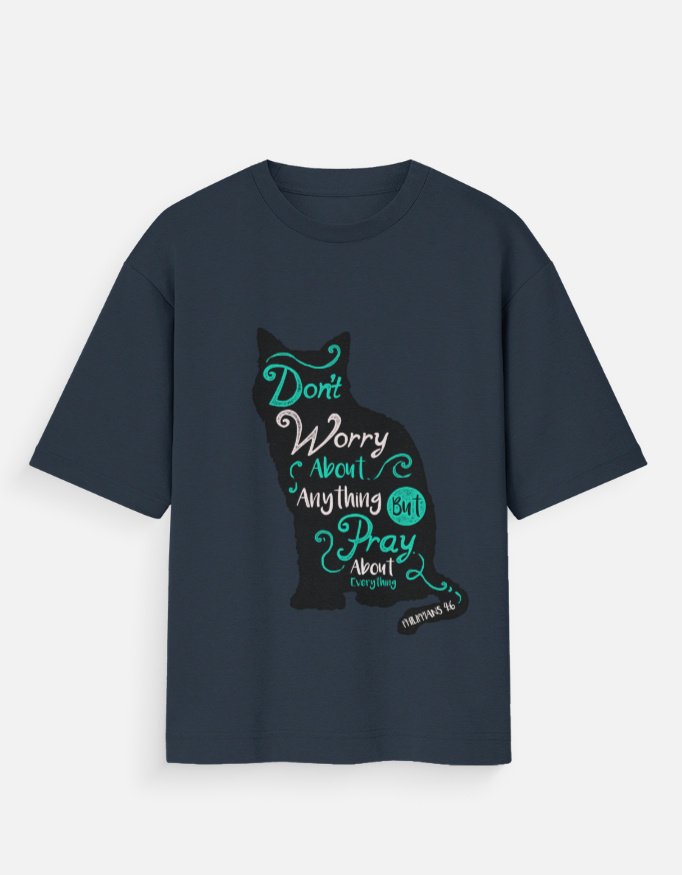 img_7849f84850b5c9.jpg Cat With Quote T-Shirt | Unisex Oversized T-Shirt - Image 1