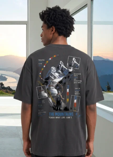 Unisex Oversized T-Shirt with Manali Mountain Vibe Graphic