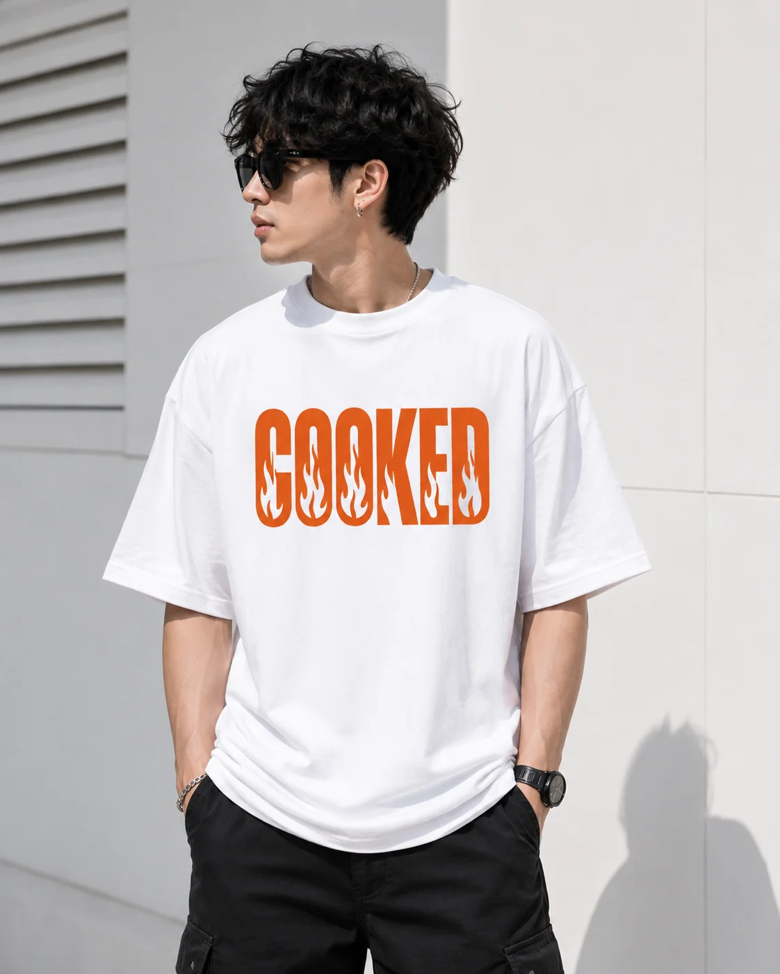 coocked white oversized t shirt