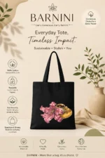 Lily & Coffee Canvas Tote Bag - Image 3