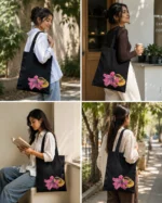 Lily & Coffee Canvas Tote Bag - Image 2