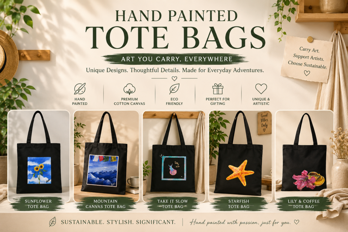 Hand painted tote bags in India