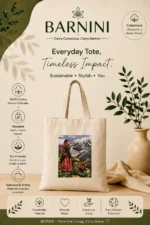 Hand-Painted Himalayan Story Tote Bag | Sustainable Cotton Tote by Barnini - Image 2