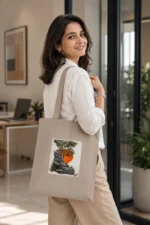 Hand-Painted Landscape Tote Bag by Dhrupad | Barnini - Image 3